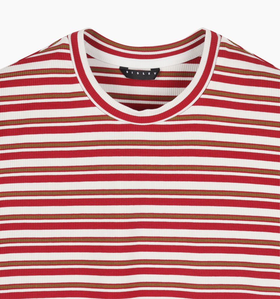 Red striped t-shirt - sisley k short sleeve t-shirt - Red | Sisley K image number 3